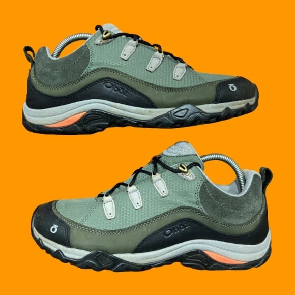 oboz Shoes - Oboz Waterproof  Green Boots Womens Size 10 Leather Outdoors Hiking Trail Shoes